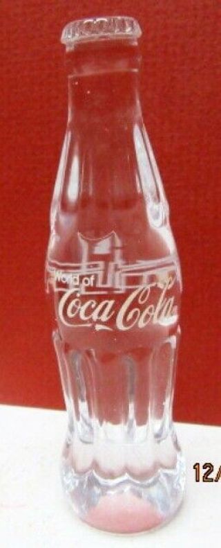 4 Inch Coca - Cola Crystal Bottle Commemorating Atlanta World Of Coke - Nm