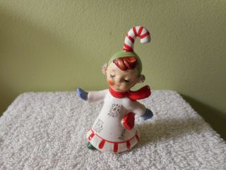 Vintage Lefton Christmas Candy Cane Girl Figure 625 - 3 - 1/2 "