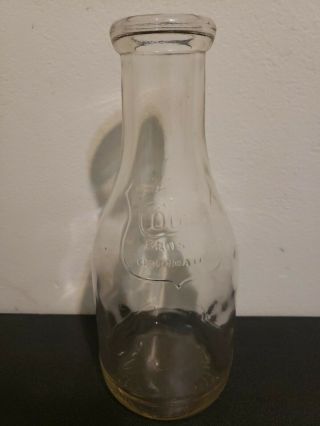 1 Quart Cincinnati Oh Ohio Coors Bros Dairy Qt Milk Bottle Vintage Clear Glass