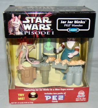 1999 Star Wars Episode 1 Jar Jar Binks Pez Hander Mos Espa Scene Rare