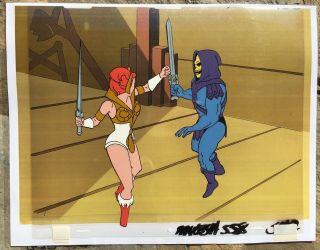He - Man Motu Animation Production Cel,  Teela Fights Skeletor With Swords