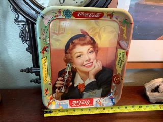 1950’s Coca Cola Menu Girl Metal Tray Thirst Knows no Season Vintage 3