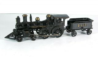 1890s Cast Iron Railroad Floor Train Locomotive Engine And 1101 Tender By Ideal