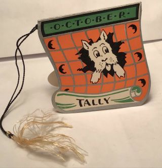 1920s Halloween Bridge Tally Card W/ Scottie Dog Scottish Terrier Bats Art Deco