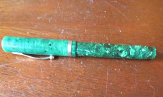 Sheaffer White Dot Flat Top Fountain Pen Green Jade Lifetime Two - Tone Nib