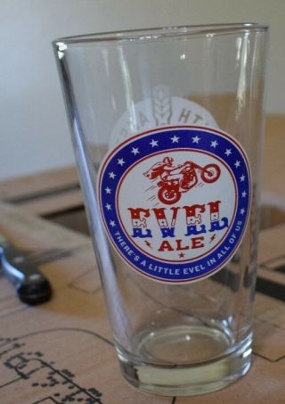 1 - Evel Knievel Evel Ale 16 Oz Beer Glasses (hard To Find)
