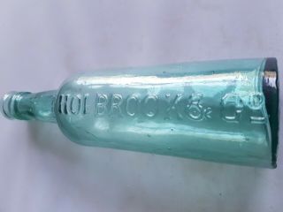 Early Ice Blue Holbrook And Co Sauce {civil War Era Bottle} " Embossed On Neck "