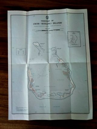 Territory Of Cocos (keeling) Islands Map Vingtage 1955 Australia