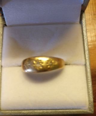 Vintage 18ct Gold Diamond Gypsy Ring Q