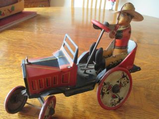 1930s Marx Whoopee Cowboy Crazy Car Tin Wind - Up Complete
