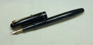 Swan 3162 Self - Filler Fountain Pen.  Black/gpt.  Broad Nib,  Some Flex.  1940s.  Vgwc
