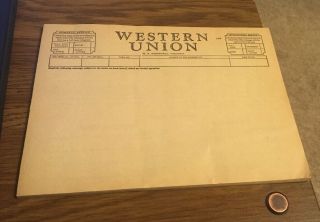 Western Union Telegram Pad,  50 Sheets W.  P.  Marshall President Circa 1960
