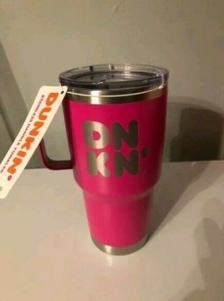 Nwt Dunkin Donuts 28oz.  Travel Mug/tumbler Pink Stainless Steel With Handle
