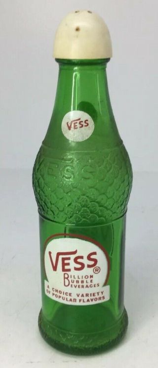 Vintage Vess Glass Soda Bottle Salt Shaker - Old Advertising - Promo