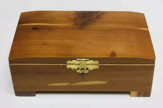 Vintage Footed Cedar Wood Chest Keepsake Jewelry Trinket Box 6 " Unisex