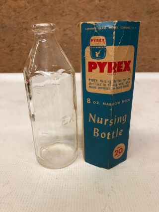 Pyrex Glass Baby Nursing 8 Oz Narrow Neck 1 Bottle Vintage Antique Ships