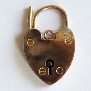 Large Vintage 9ct Gold Heart Padlock Clasp For Gate Charm Bracelet Replacement