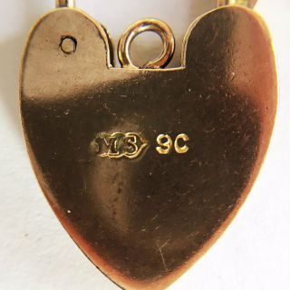 Large Vintage 9ct Gold Heart Padlock Clasp For Gate Charm Bracelet Replacement 2