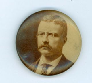 1904 President Theodore Roosevelt Political Campaign Pinback Button Sepia 7/8 "