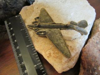 Vintage Brass tone WWII B - 17 Bomber Airplane Pin Brooch. 2