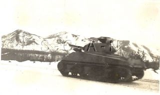 Wwii Us Large (5.  75 X 3.  5) Rp - Armor - M4 Medium Sherman Tank - Alaska - 1940s
