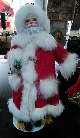Vintage Gift World Of Gorham Santa Claus Doll Old Saint Nick Real Fur 15 Inch