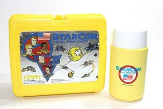 Vintage Starcom Us Space Force Plastic Lunch Box Pail & Thermos 1987