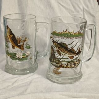 2 Schmidt Beer Collector Series Ii & Iv Beer Glasses Mugs/fish
