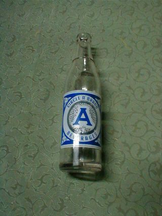Vintage 10 Oz Circle A Acl Soda Pop Bottle,  Artesia Nm,  Mexico,  Dr Pepper Co