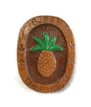 Vintage Pineapple Ornament Painted Terracotta Bless This House Apwa 1986 3 "