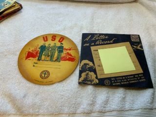 World War 2 Uso Letter On A Record Soldier Recording A Letter Home
