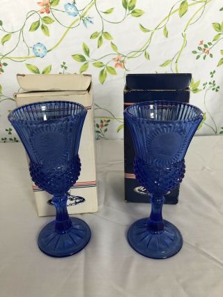 2 Avon Washington Goblets Glass 1 George And 1 Martha - Fostoria Candle Holders