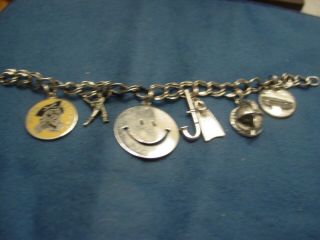 Vintage Sterling Silver Charm Bracelet With 7 Charms