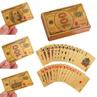 Wr Us $100 Dollar Playing Cards Gold Plated 3d Poker Table Games Birthday Gift