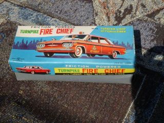 Yone Y Japan Turnpike Fire Chief Friction Powered Tin Litho Toy