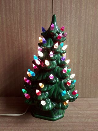 Vintage Ceramic Mold Green Christmas Tree 12”