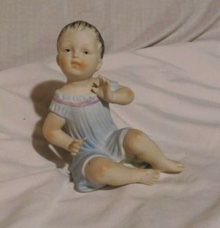 [vintage] Norleans Japan Piano Baby Girl Figurine With Serial No.