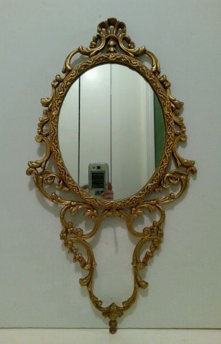 Vintage Ornate Metal French Rococo Style Wall Mirror