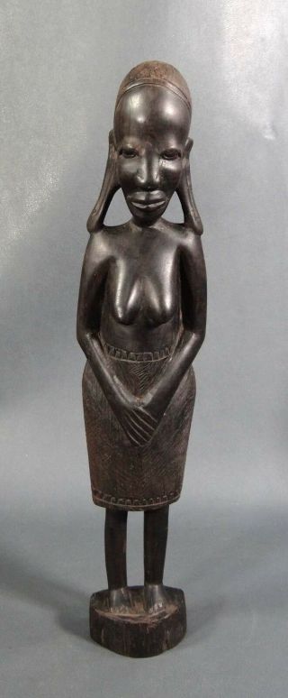 Vintage African Carved Ebony Wood Woman Female Nude Tribal Art Sculpture Statue
