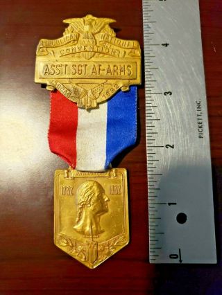 1932 Republican National Convention Asst Sgt At Arms Badge,  Ribbon.  Chicago 1932