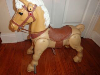 Vintage 1960s Marx Marvel The Mustang Ride - On Horse Toy -