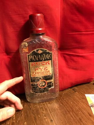 Vintage Empty Mohawk Rock And Rye Liqueur 1 Pint Glass Bottle