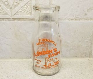 Vintage Half Pint Milk Bottle London 