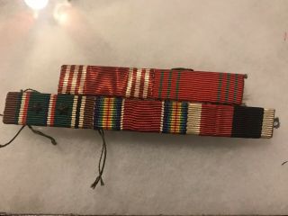 Us Army Ww2 Theatre Made Ribbon Bar With Foreign Award Military Medal