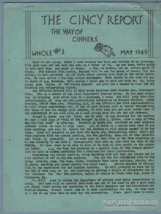 Cincy Report 3 Sf Fanzine Cinvention Worldcon 7 Don Ford Cincinnati Zine 1949
