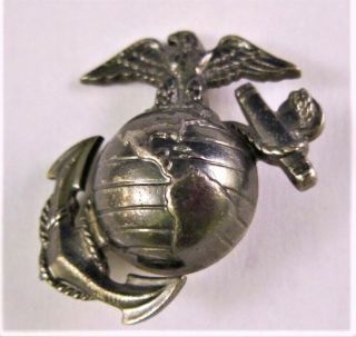Vintage Ww2 Us Marine Corps Globe Anchor Eagle Screw - Back Hat Badge Pin,  Ega M37