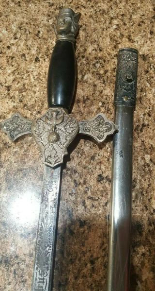 Vintage Knights Of Columbus Sword With Scabbard Historical Presentation Sword