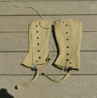 Ww2 Us Army Military Leggings Spats Gaiters Khaki 1943 Size 4
