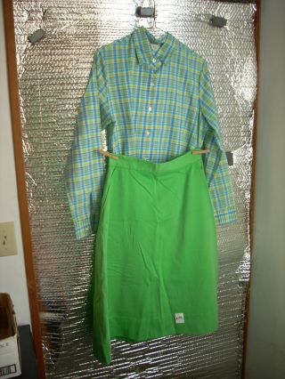 Vintage Girl Scout Uniform - Senior Blouse & Skirt - 1980 - Size 15/16