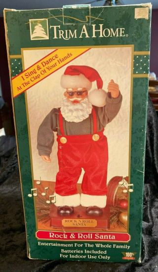 Vintage Rock & Roll Santa Sings Dances At The Clap Of Your Hands Box